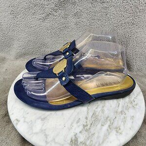 Ralph Lauren Shoes Womens Size 7 Kalana Navy Blue Leather Thong Sandals *GUC*